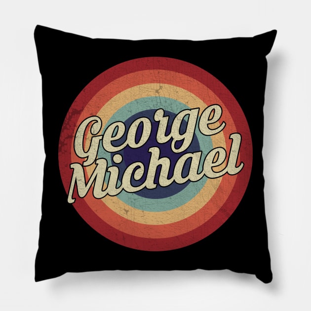 George Michael - Retro Circle Vintage Pillow by Creerarscable