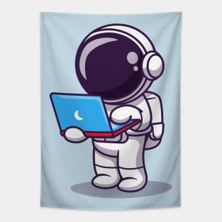 Cute Astronaut Working On Laptop (2) Tapestry