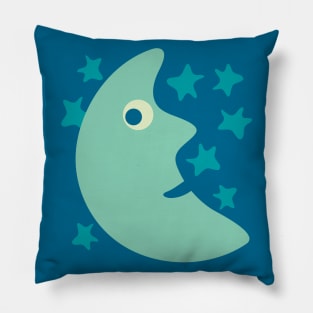 FRIENDLY MOON AND STARS Night Sky - UnBlink Studio by Jackie Tahara Pillow