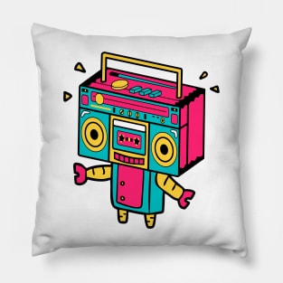 Boom Bot The Retro Boom Box Robot Pillow