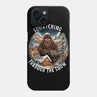 Bigfoot Squatching Through The Snow Christmas Xmas Phone Case