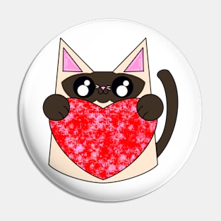 Sammy The Siamese Cat With Valentines Heart Pin