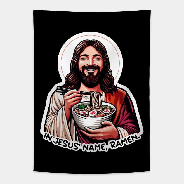 In Jesus Name Ramen Tapestry by Plushism