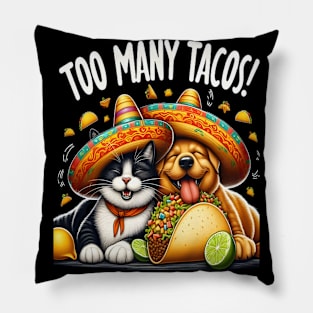 funny cat dog taco Time Cinco de mayo Pillow