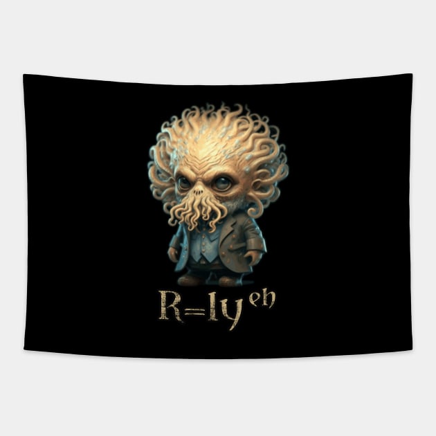 Cthulhu Einstein - R=lyeh (E=mc2), Chtulhu pun Tapestry by InfinityTone