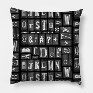 Print Block Alphabet in black and white Pillow