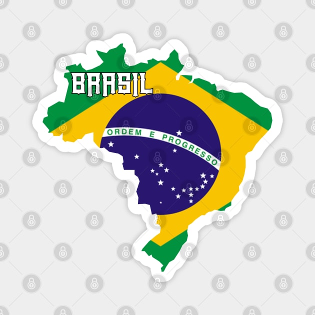 Brazil flag & map Magnet by Travellers