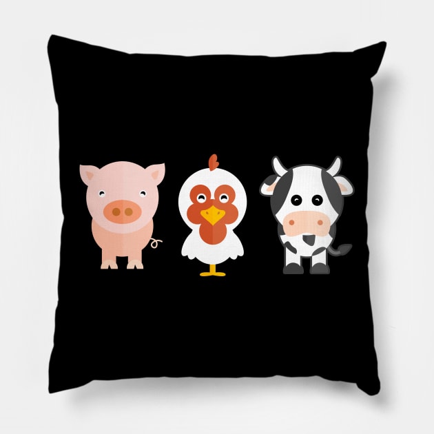 Farm Animals Cute Pillow by Imutobi