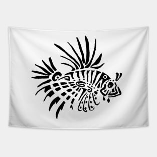 Fish lion black tattoo Tapestry