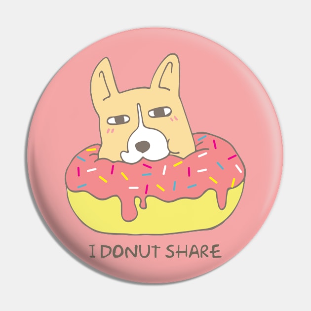 I Donut Share Corgi Pin by juliawudesign