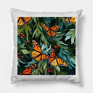 Monarch Butterflies Watercolor 10 Pillow