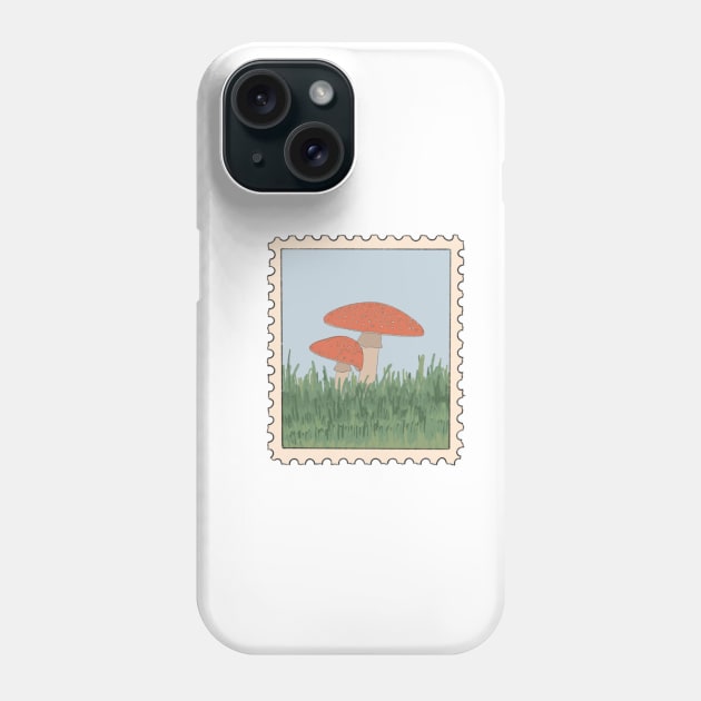 Cottagecore Mushroom Stamp Phone Case by JuneNostalgia