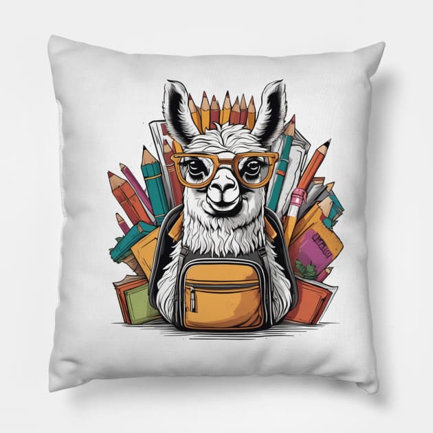 Llama at school, first second grade year, preschool, pre-k teacher design Pillow by Edgi