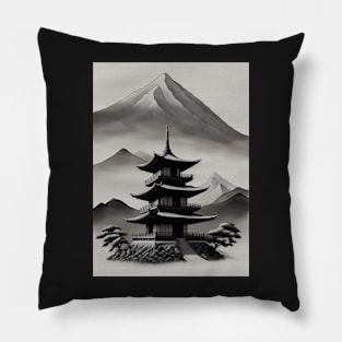 Ukiyo-e Japanese Art - Ink Wash Pagoda Pillow