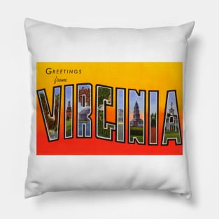 Greetings from Virginia - Vintage Large Letter Postcard Pillow