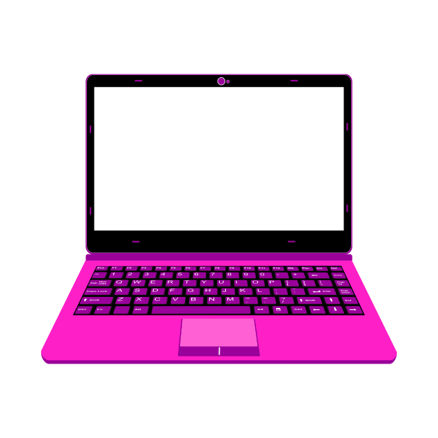 realistic laptop vector illustration in pink and purple color by asepsarifudin09