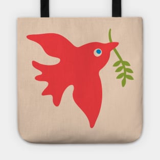 RED BIRD PEACE Cute Charming Baby Animal with Olive Branch - UnBlink Studio by Jackie Tahara Tote