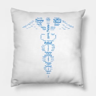 Registered Nurse Symbol of Caduceus in Wordcloud style Pillow