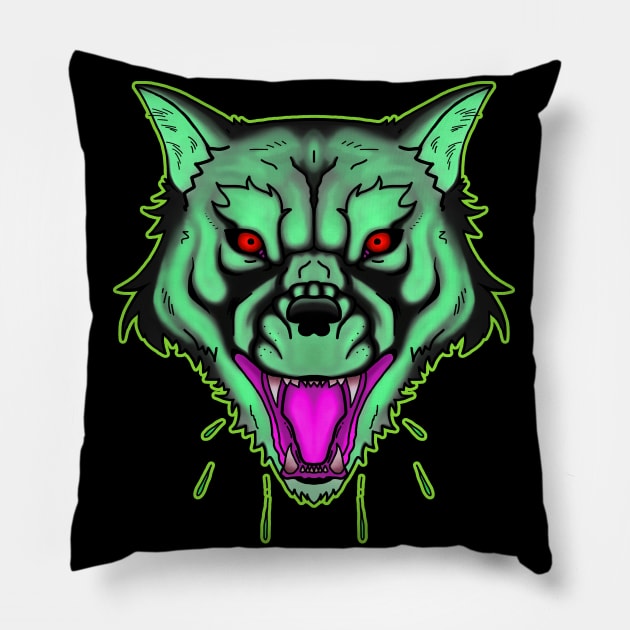 Green Werewolf Pillow by TaliDe