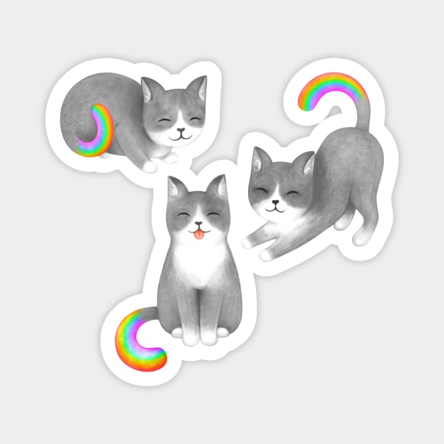 Happy Rainbow Cats Magnet by PerrinLeFeuvre