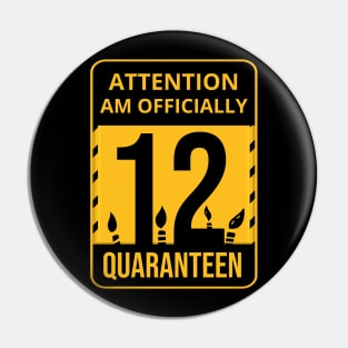 12th Birthday Officially a Quaranteen 12 Years Old Pin