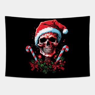 christmas skull santa scary design Tapestry