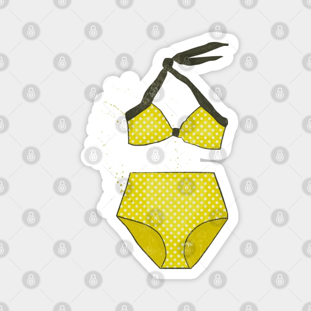 Yellow Polkadot Bikini Magnet by Sybille