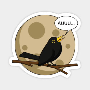 The Werebird - Blackbird Howling at the Moon Comic Magnet