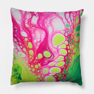 Psychedelic Pink Green Alcohol Ink Pillow