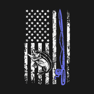 American Flag Fishing Vintage Fishing T-Shirt