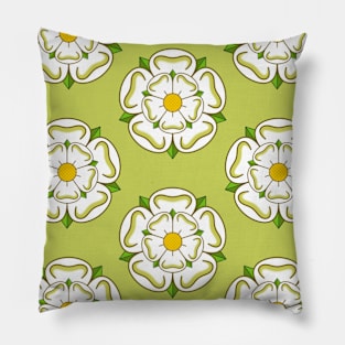 Yorkshire Rose - Pattern - Green Background Pillow