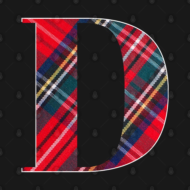 Classic Red Scottish Tartan Letter D Monogram Pattern by tnts