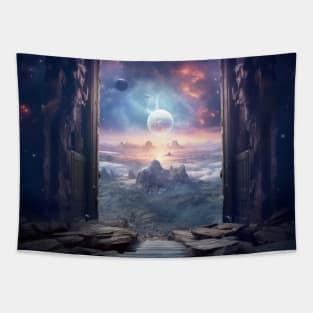 Door Gate Otherworldly Dimension Fantastic Landscape Surrealist Tapestry