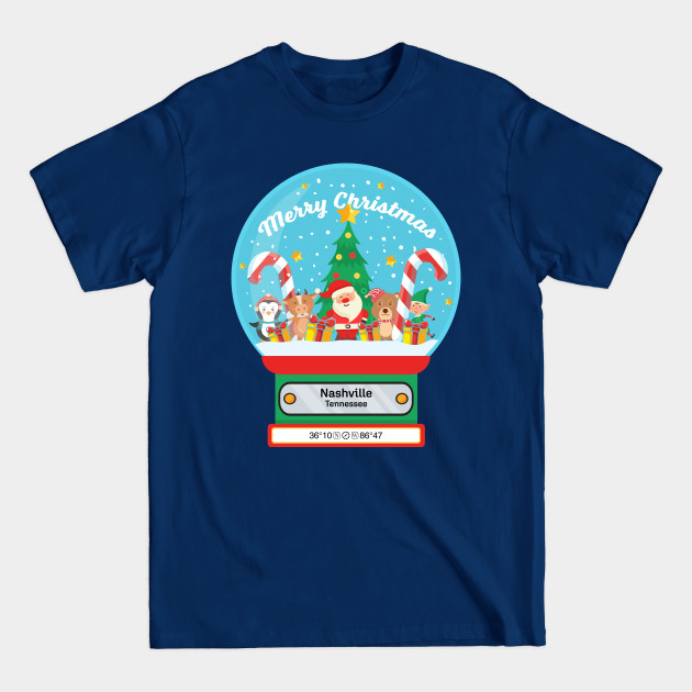 Disover Nashville Tennessee USA - Merry Christmas SnowGlobe - Nashville Tennessee Usa - T-Shirt