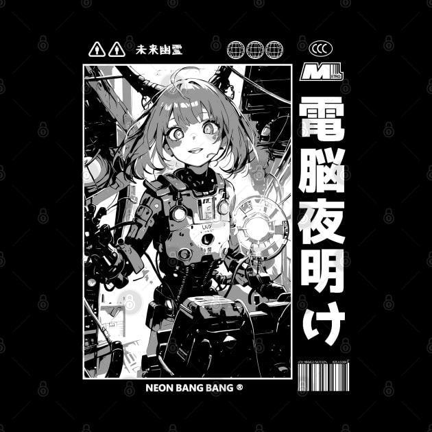 Cyberpunk Anime Cyborg Girl Japan Streetwear Japanese Manga Aesthetic by Neon Bang Bang