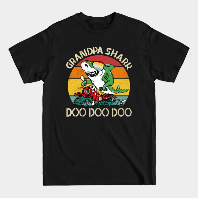Discover Grandpa Shark Doo Doo Doo Biker Dad Fathers Day Gift - Grandpa Shark - T-Shirt