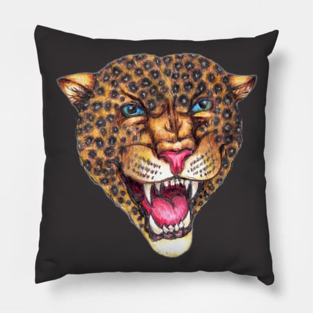 Ferocious Feline Pillow by 1 Kreative Kat