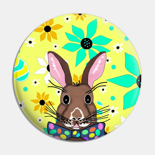 HAPPY Easter Bunny Rabbit - Easter Art Pin by SartorisArt1