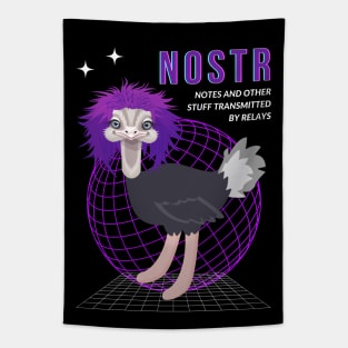 NOSTR Pet Nostrich Funny Purple Hair Ostrich Tapestry