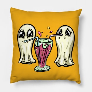 Ghosts Drinking Soda Pop Cute Cartoon Pillow