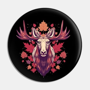 Moose with Maple leafs Canada Pin