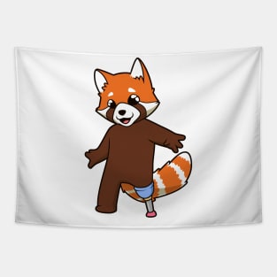 Red panda with prosthetic leg Tapestry