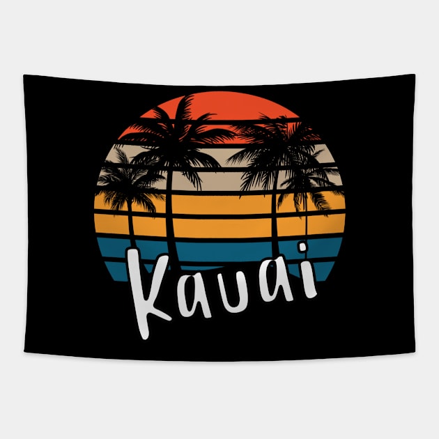 Kauai Retro Vintage Sunset Design Tapestry by eliteshirtsandmore