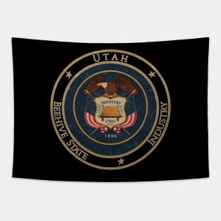 Vintage Utah USA United States of America American State Flag Tapestry