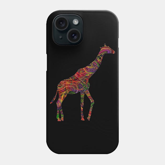 Giraffe Lovers Vibrant Artists String Illustration Phone Case by grendelfly73