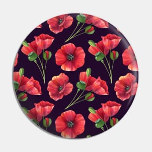 Botanical Floral Seamless pattern -red poppies Pin