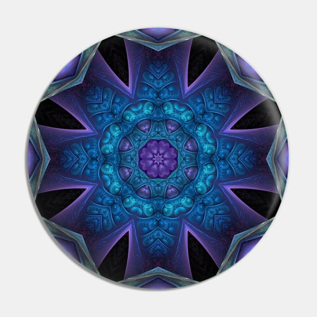 Fractal mandala Flower Pin by Manafold