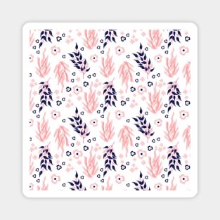 Floral Pink Navy Pattern Magnet