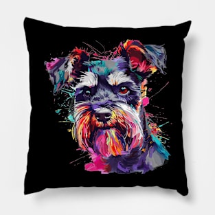 Miniature Schnauzer Colorfull Pop Art Design For Dog Onwer Pillow