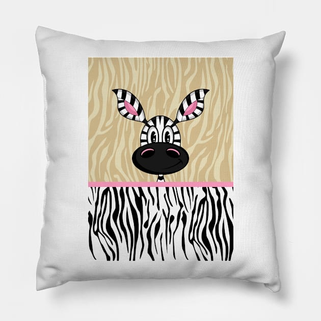 Cute Cartoon Zebra Pillow by markmurphycreative